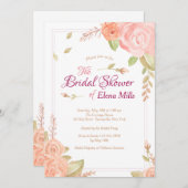 Blumenakzente Einladung zur Brautdusche (Vorne/Hinten)