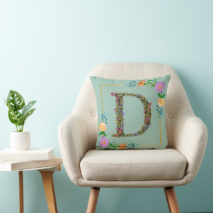 Blumenalphabet Buchstabe D Kissen