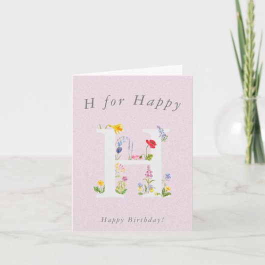 Blumenalphabet H zum Geburtstag Karte (Vorderseite)