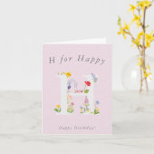 Blumenalphabet H zum Geburtstag Karte (Gelbe Blume)