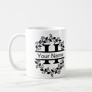 Blumenalphabet mit Namen als individuelles Monogra Kaffeetasse