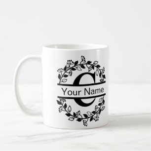 Blumenalphabet mit Namen als individuelles Monogra Kaffeetasse