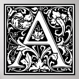 Blumenalphabet Monogramm Buchstabe A Poster