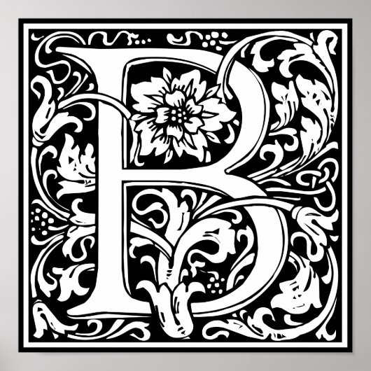 Blumenalphabet Monogramm Buchstabe B Poster (Vorne)
