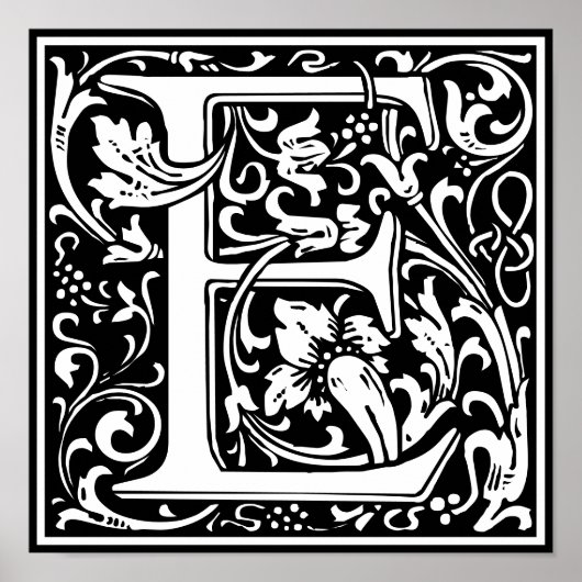 Blumenalphabet Monogramm Buchstabe E Poster (Vorne)