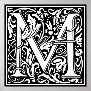 Blumenalphabet Monogramm Buchstabe M Poster