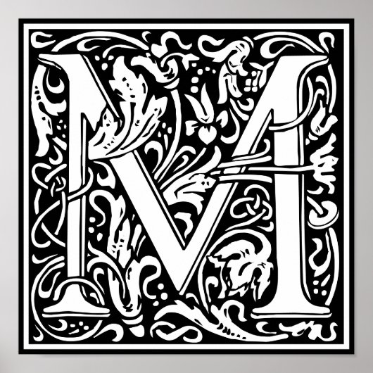 Blumenalphabet Monogramm Buchstabe M Poster (Vorne)