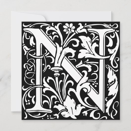 Blumenalphabet Monogramm Buchstabe N Morris (Vorderseite)