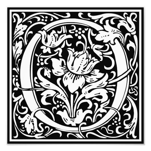 Blumenalphabet Monogramm Buchstabe O Fotodruck (Vorne)