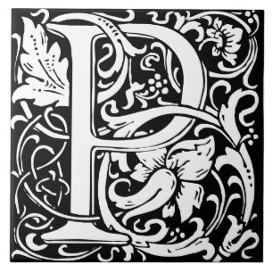 Blumenalphabet Monogramm Buchstabe P Fliese