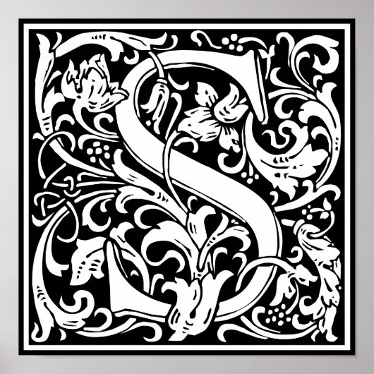 Blumenalphabet Monogramm Buchstabe S Poster (Vorne)