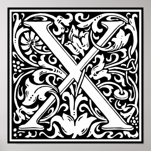 Blumenalphabet Monogramm Buchstabe X Poster (Vorne)