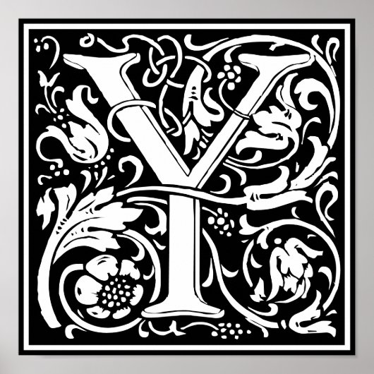 Blumenalphabet Monogramm Buchstabe Y Poster (Vorne)