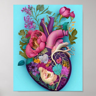 Blumenanatomie Kunst Illustration Poster