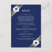Blumenanemone Navy Blue Monogram Wedding Details Begleitkarte (Vorderseite)