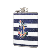 Blumenanker auf gestreiftem Hintergrund Flachmann (Links)