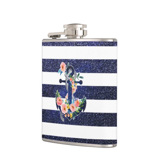 Blumenanker auf gestreiftem Hintergrund Flachmann (Links)