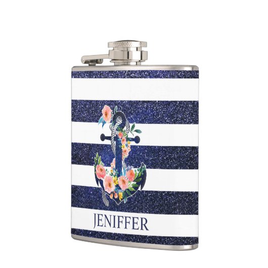 Blumenanker auf gestreiftem Hintergrund Flachmann (Links)