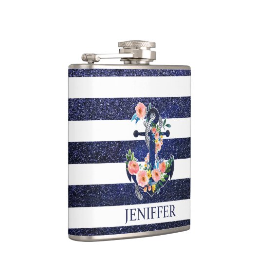 Blumenanker auf gestreiftem Hintergrund Flachmann (Rechts)