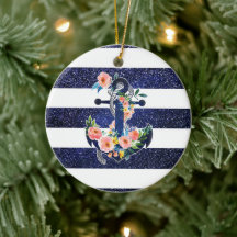 Blumenanker auf gestreiftem Hintergrund