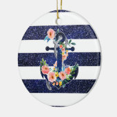 Blumenanker auf gestreiftem Hintergrund Keramik Ornament (Links)