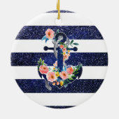 Blumenanker auf gestreiftem Hintergrund Keramik Ornament (Hinten)