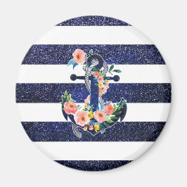 Blumenanker auf gestreiftem Hintergrund Magnet