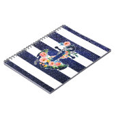 Blumenanker auf gestreiftem Hintergrund Notizblock (Linke Seite)