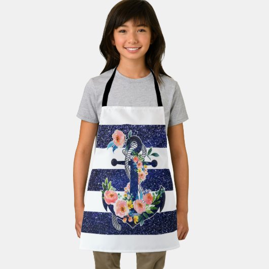 Blumenanker auf gestreiftem Hintergrund Schürze (Insitu)