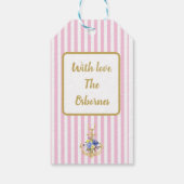 Blumenanker auf rosa Streifen - Geschenkmarke Geschenkanhänger (Rückseite)