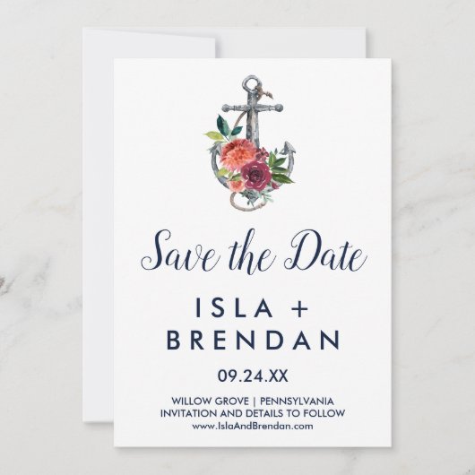 Blumenanker | Autumn Save the Date Card (Vorderseite)