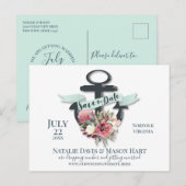 Blumenanker-Band-Banner Save the Date Ankündigungspostkarte (Vorne/Hinten)