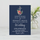 Blumenanker | Herbsthochzeit der Marine Einladung (Stehend Vorderseite)