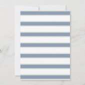 Blumenanker Nautical Wedding Dusty Blue Stripe Einladung (Rückseite)