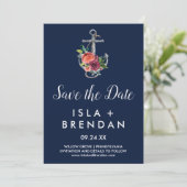 Blumenanker | Navy Autumn Save the Date Card (Stehend Vorderseite)