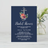 Blumenanker | Navy Herbst-Brautparty Einladung (Stehend Vorderseite)