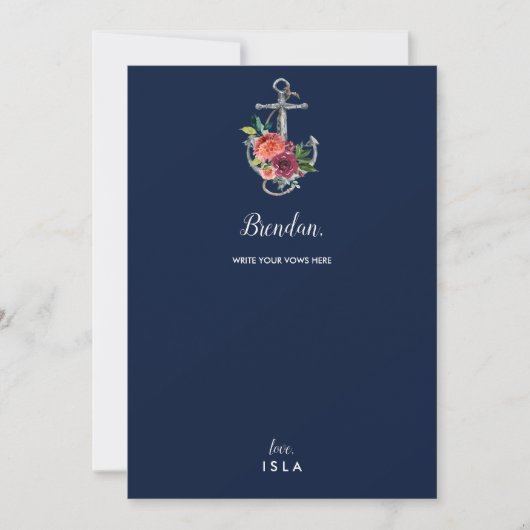 Blumenanker | Navy Herbst Hochzeitskarte (Vorderseite)