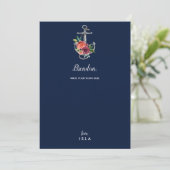 Blumenanker | Navy Herbst Hochzeitskarte (Stehend Vorderseite)