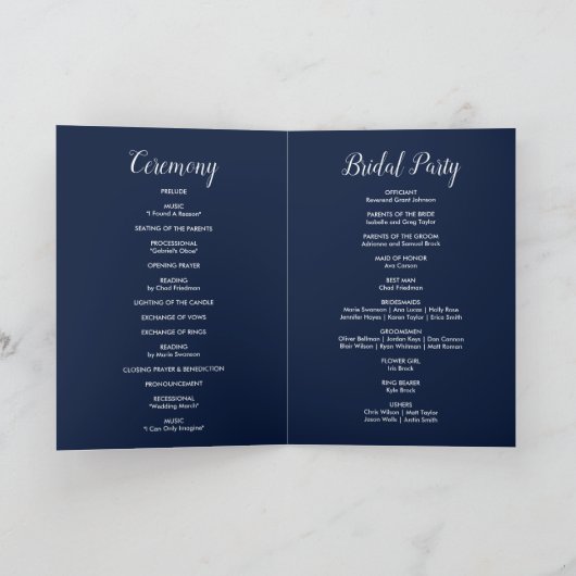 Blumenanker | Navy Herbst-Hochzeitsprogramm Programm (Innenseite)