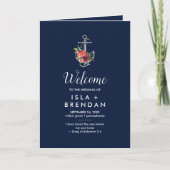 Blumenanker | Navy Herbst-Hochzeitsprogramm Programm (Vorderseite)