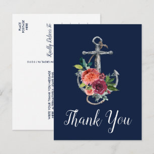 Blumenanker   Navy Herbst Vielen Dank Postkarte