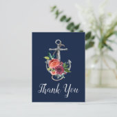 Blumenanker | Navy Herbst Vielen Dank Postkarte (Stehend Vorderseite)