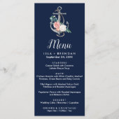 Blumenanker | Navy Summer Dinner Menu Card Menükarte (Vorderseite)