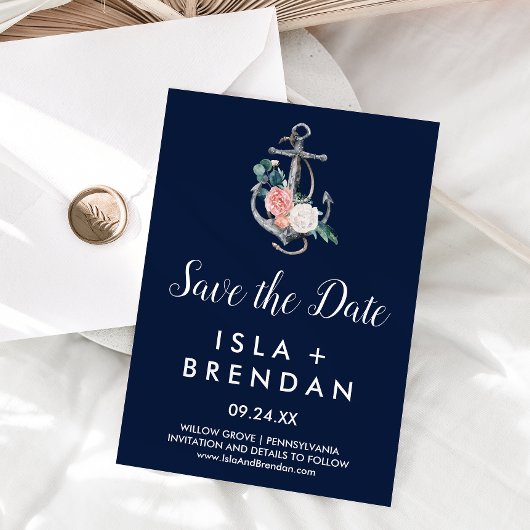 Blumenanker | Navy Summer Save the Date Card