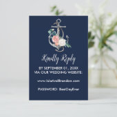 Blumenanker | Navy Summer Website RSVP Card (Stehend Vorderseite)