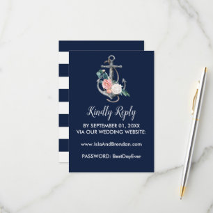 Blumenanker   Navy Summer Website RSVP Card Karte