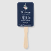 Blumenanker | Navy Summer Wedding Program Fächer (Vorderseite)