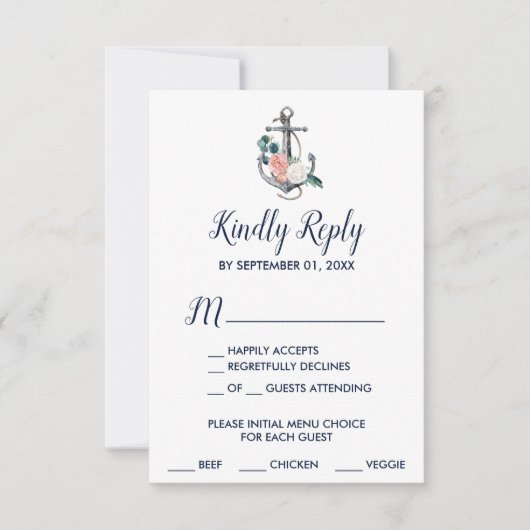 Blumenanker | Sommermenü RSVP Card Karte (Vorderseite)