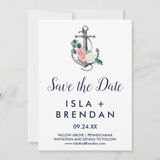 Blumenanker | Summer Save the Date Card (Vorderseite)
