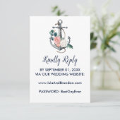 Blumenanker | Summer Wedding Website RSVP Card Karte (Stehend Vorderseite)